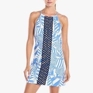 Lilly Pulitzer Annabelle Shift Sailboat Dress Bay Blue Yacht Sea